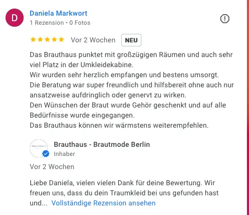 Brautmode Berlin Bewertung